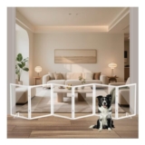 Xifamniy 6-Panel Freestanding Wooden Dog Gate, Expandable to 280cm