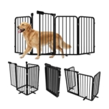 Xifamniy Free-Standing Dog Gate with Door, 4-Panel Fence