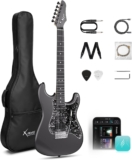 Xmari Smart Electric Guitar with Built-in DSP Effects, 4 Presets, USB-C OTG Recording, Headphone Output, Alnico Pickups w/Coil Split, Carbon Fiber Body, Gig Bag, Strap, Cable & Picks