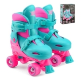 Xootz Kids Adjustable Quad Roller Skates Pink UK 13-3