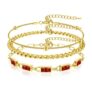 YADOCA 18K Gold Plated Zircon Paperclip Chain Bracelets Set