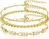 YADOCA Gold Bracelet for Women 18K Gold Plated Stacking Bracelet Set Dainty Zircon Link Paperclip Chain Bracelets for Women Teenage Girls Gifts Trendy Jewelry