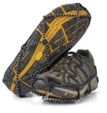 YAKTRAX WALK Ice & Snow Grips For Walking Shoes, Elastic Rubber Strap & 1.2mm Steel Coils, Provides Traction In Ice & Snow, Black