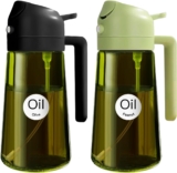 YARRAMATE 16oz/470ml Light-Blocking Dark Oil Sprayer for Cooking, 2-in-1 Olive Dispenser Bottle, Premium Green Glass, Food-Grade Mister for Air Fryer, BBQ, Kitchen Use (Black & Green)