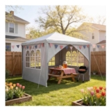 YEATHOR 3x3m Gazebo with 4 Removable Sidewalls, Gray