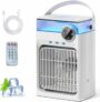 YFFU Portable Air Conditioner with Remote Control,1200ml Evaporative USB Mini Air Cooler RGB 8 Lights, 3 Wind Speeds, 3 Spray Modes, 2-8H Timer Small Air Conditioning Unit for Home Bedroom,Warm White