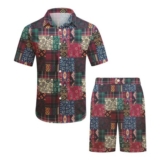 YFFUSHI Mens Hawaiian Shirt & Floral Shorts 2-Piece Set