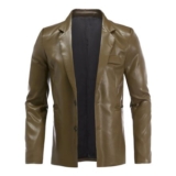 YFFUSHI Mens Regular Fit PU Leather Biker Jacket
