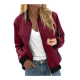 YGERGWE Ladies Bomber Jacket, Lightweight