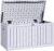 YITAHOME 303L Garden Outdoor Storage Box, HDPE Resin Deck Box with Lockable Lid & Side Handles, Waterproof Storage Bench for Patio Furniture, Cushions, Pool Gear & Garden Tools, White