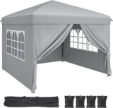 YITAHOME 3x3M Outdoor Pop Up Gazebo with Sides and Windows, Waterproof Folding Garden Canopy All Seasons Camping Gazebo Anti-UV with Adjustable Height Stakes Rope Carry & Weight Bags for Party Event