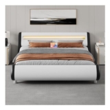 YITAHOME King Upholstered Bed Frame with LED Lights and Storage
