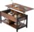 YITAHOME Lift Top Coffee Table, Easy-Lift, 2-Tier Storage, Adjustable Height with Hidden Storage Compartment and Shelf for Living Room, Office, Rustic Brown