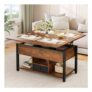 YITAHOME Lift Top Coffee Table with Drawers, Rustic Brown