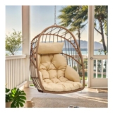 YITAHOME Rattan Swing Chair – Hanging Cushioned Egg Chair in Brown (72cm) Ft.