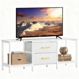 YITAHOME TV Stand, TV Cabinet up to 47 Inch, TV Unit with 2 Fabric Drawers and 2 Open Shelves, 110 x 30 x 50cm Chest of Drawers for Living Room, Entertainment Room, Bedroom Furniture, Steel Frame