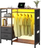 YITAHOME Wardrobe Chest of Drawers with Hanging Rail 120cm Brown