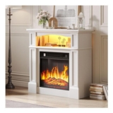 YITAHOME White 18-Inch Electric Fireplace with 16-Color LED Lighting