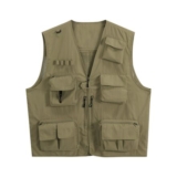YOUTHUP Mens Safari Cargo Vest Multi-Pocket Quick-Dry Khaki