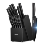 Yabano 14-Piece Knife Block Set with Built-in Sharpener, Dishwasher Safe