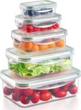 Yabano Food Storage Containers with Lid, 5 Pieces BPA-Free Plastic Fridge/Freezer Containers for Kitchen Storage and Organization, Leak Proof, Stackable Meal Prep Container