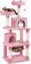 Yaheetech 158cm Multi-Level Cat Tree Tower Large Kitten Scratching Posts with Condos/Perches/Hammock Broad-Space Kitten Activity Centre, Pink