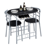 Yaheetech 3-Piece Dining Table and 2 Chairs, Black