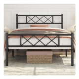 Yaheetech 3ft Metal Bed Frame, 90x190cm, 180kg Capacity, 32cm Storage, Black
