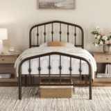 Yaheetech 3ft Single Metal Bed Frame with Crown-inspired Design, Bronze