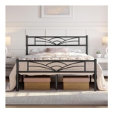 Yaheetech 5ft King Metal Bed Frame, Cloud-Inspired Design, Black