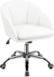 Yaheetech Faux Leather Desk Chair Cute Makeup Vanity Chair White