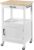 Yaheetech Rolling Kitchen Storage Trolley Cart with Cabinet, Drawer White Multi-Level Open Storage Kitchen Island, Lockable Swivel Wheels, 6 Hooks, Compact for Small Kitchen, Dining & Living Room
