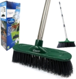 Yard Broom Outdoor Heavy Duty, 10 Garden Broom Synthetic Hard Bristle Brush Head with Strong Handle, Stiff Sweeping Brush Outdoor