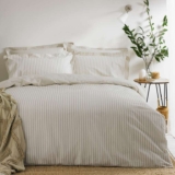 Yard Hebden 100% Cotton Stripe Duvet Cover Set – Reversible Striped Bedding (Natural, King Size)