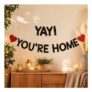Yay Youre Home Banner, Pre-Strung Glitter Welcome Sign