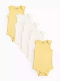 Yellow Sleeveless Bodysuits 5 Pack, Sizes 0-12 Months Free C&C