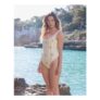 Yellow Striped Square Neck Swimsuit