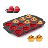YiYeraio Foldable 12-Cup Silicone Muffin Cupcake Tray