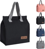 Yikki Lunch Bags for Women Men, Reusable Insulated Leakproof Lunch Box Tote Bag, Cool Bags for Kids Girls Boys Adults, Thermal Cooler Bag for Work School Picnic Travel (Black)