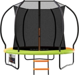 Yohood Outdoor Trampoline, 7.5ft/10ft/12ft Heavy Duty Garden Trampoline with Safety Net, Non-Slip Ladder & Shoe Organiser, Anti-Rust Coated Galvanized Frame, Suitable for Toddlers and Adults