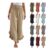 Yolimok Cropped Wide Leg Linen Trousers, High Waist, Khaki