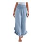 Yolimok Womens Elasticated Linen Cropped Trousers Sky Blue
