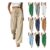 Yolimok Womens Linen Wide-Leg Palazzo Pants, High-Waisted, Beige