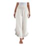Yolimok Womens White High-Waisted Linen Wide-Leg Trousers