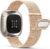 Yoohoo Straps Compatible with Fitbit Versa 3/Fitbit Versa 4/Fitbit Sense 2,Adjustable Stainless Steel with Double Magnetic Clasp Replacement Straps for Women Men/Rose Gold