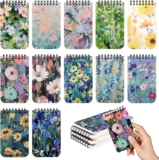 Yoosso 12 Pack Floral Pocket Notebooks, Spiral Memo Pads, 12.7 x 7.6 cm