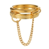 Yoowish Gold Stackable Interlocking Rings UK Size R Chunky Statement