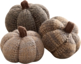 Your Hearts Content Set of 3 Cozy Knit Pumpkins Neutral Cobblestone, Fall Home decor, Shelf sitters, Bowl fillers, Gift for Friend (Cobblestone Set 3)