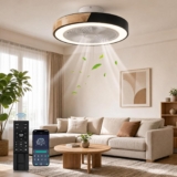 YuYe Ceiling Fan with Lighting, Fan Ceiling Light, 3 Color temperatures and 6 speeds LED Ceiling Fan with lamp, Quiet dimmable for Dining Room, Living Room, Bedroom (A)