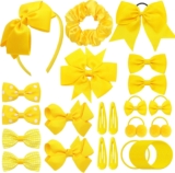 Yueshop 50Pcs Yellow School Hair Accessories Kit, Bow Cips Ponytail Holder Elastics Headband Ties Baby Barrettes for Girls Christmas Birthday Gift